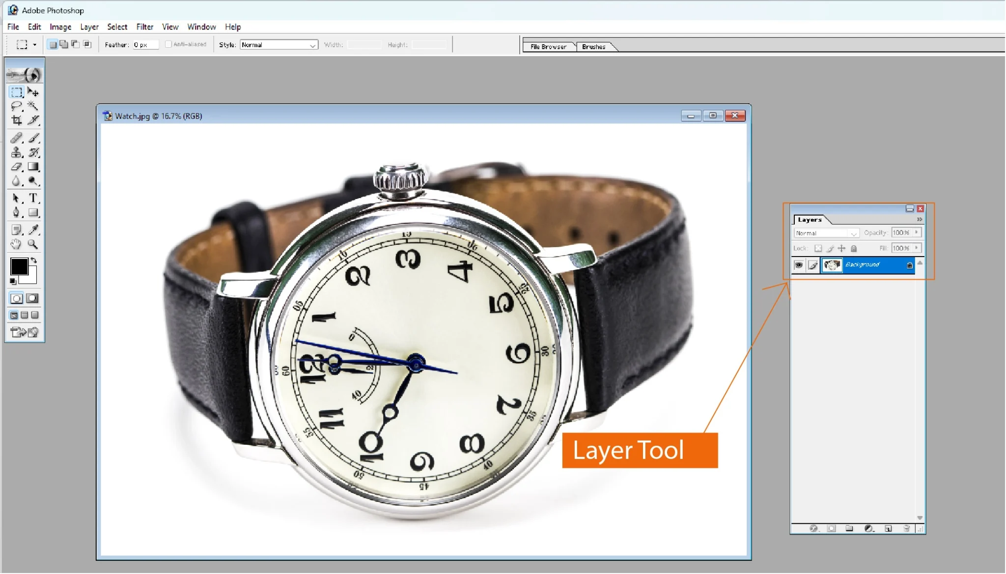 Adobe Photoshop 7.0 Layer Tool interface screenshot